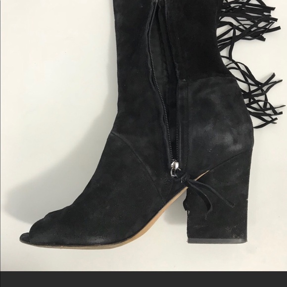 Rebecca Minkoff Black Suede Fringe Boots - Picture 8 of 8